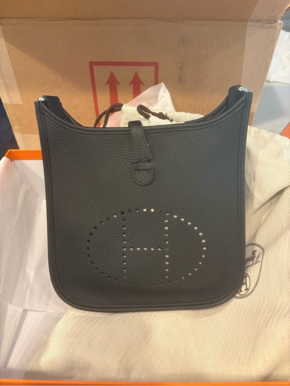 Hermes Black Evelyne 23 Poche new size Crossbody Bag brand new with tags and box
